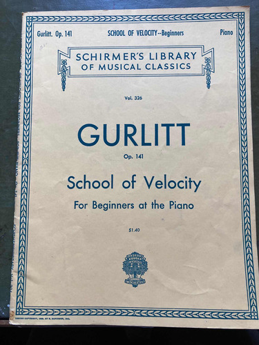 Gurlitt Op 141 School Of Velocity Partitura Usada Para Piano