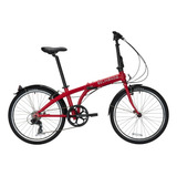 Bicicleta Plegable Belmondo 7+ Rodado 24 Frenos V-brakes Cambio Shimano Tourney Color Rojo Mate Urbana Imantada