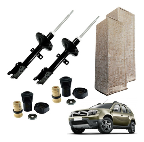 Kit 2 Amortecedor Dianteiro + Kit Batente Coifa Coxim Renault Duster 4x4 4x2 Manual 2011 2012 2013 2014 2015 - Original