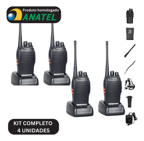 Kit 4 Radio Comunicador Baofeng 777s Walk Talk 16 Ch 12km