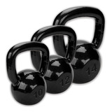 Kit Halter Kettlebell 10 12 14 Kg Emborrachado - Peso T 36kg