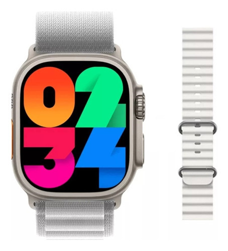 Relógio Smartwatch Watch Hw8 Ultra Series 8 Com Nfc Cor Da Caixa Branco Cor Da Pulseira Preto Desenho Da Pulseira Silicone