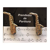 Prendedor De Partitura Saxofone Dourado Hinário Partitura