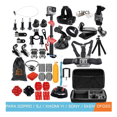 Kit 52 1 Acessórios Com Bastão Compacto Gopro Hero 7 Black