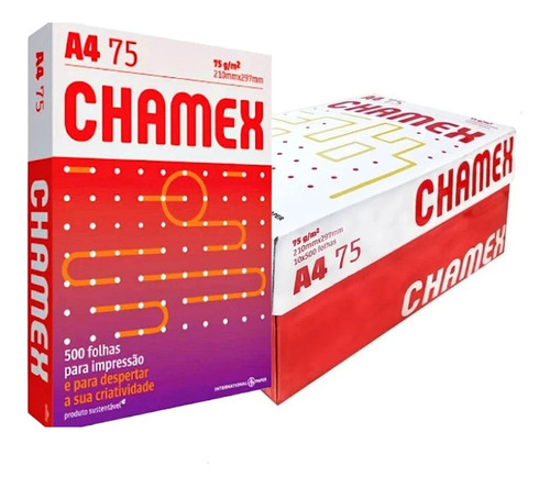 Papel A4 Sulfite Chamex Office 75g 210x297 Resma 5000 Folhas