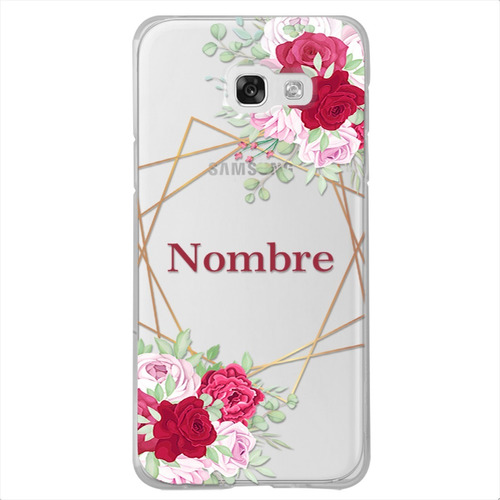 Funda Galaxy Uso Rudo Flores Personalizada Con Tu Nombre