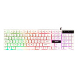 Teclado Gamer Seisa Dn-d501 Qwerty Español España Color Blanco Con Luz Rgb