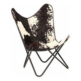 Festnight Vintage Butterfly Chair Genuine Goat Leather Uphol