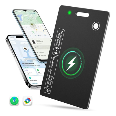 Localizador Dual Sistema para Android y iOS Recargable Rastreador Compatible con Google Find Hub y Apple Find My - Tarjeta Rastreadora Impermeable Ip68 Inteligente Tipo Tarjeta Para Cartera Airtag Ul | Meses sin interés