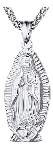 Virgen María De Acero Inoxidable Con Cadena Para Hombres, Mu