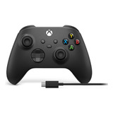 Controle Sem Fio Xbox Series S X Pc Carbon Black Cabo Usb C