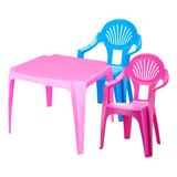 Kit Mesinha E 2 Cadeiras Poltrona Infantil Plástica Colorida