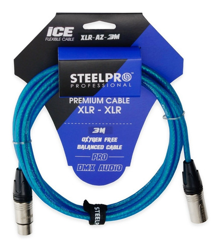 Cable Xlr 3m Balanceado Profesional Macho - Hembra Steelpro