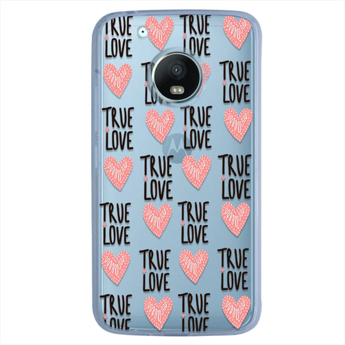 Funda Motorola Antigolpes Patrón De Corazones True Love