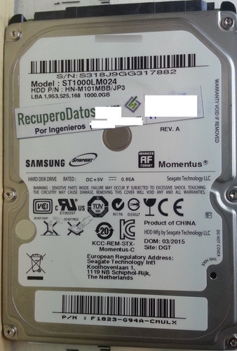 Disco Samsung St1000lm024 1tb 2.5 Sata - 1271 Recuperodatos