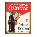 Letrero Cuadro Tipo Vintage Coca Cola 12b Asomado Mdf 20x28