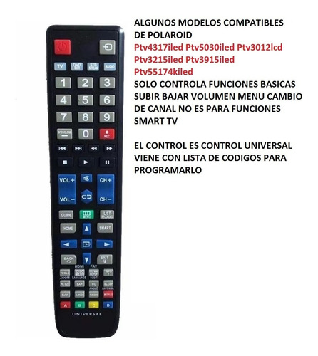 Control Universal Para Polaroid Smart Ptv55174kiled U59