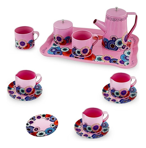 Set De Té Juguete, Tazas, Platos, Tetera, Azucarera, Cremera