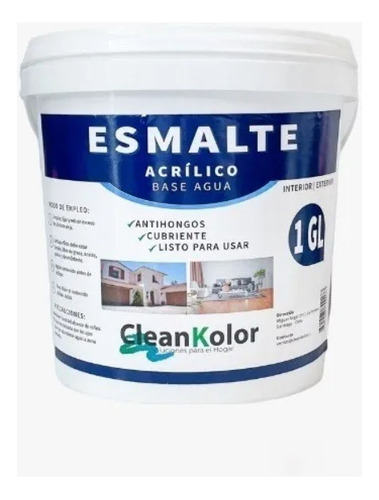 Pintura Esmalte Blanco Galón 3.78 Lts Clean Color Antihongos