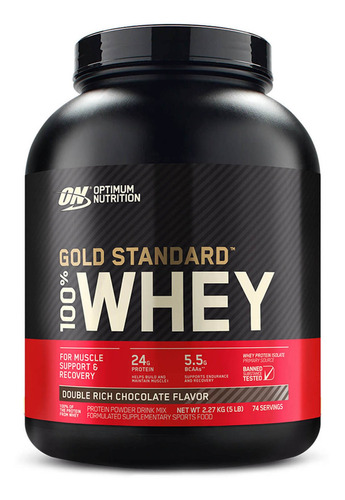 Suplemento En Polvo Optimum Nutrition Proteína Gold Standard 100% Whey Proteína Sabor Double Rich Chocolate En Pote De 2.27kg