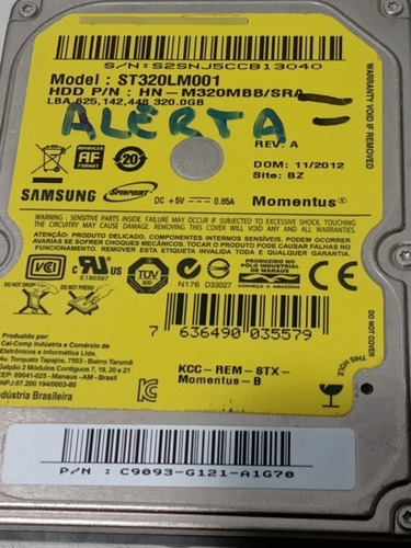 Placa Lógica Hd Notebook Samsung Momentus St320lm001 320gb