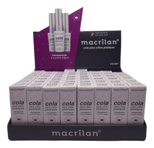 Cola Para Cilios Postiços Macrilan Box C/56 Uni Cor Transparente