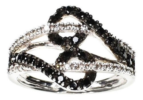 Anillo 48 Diamantes Black & White - Oro 8 Kts.