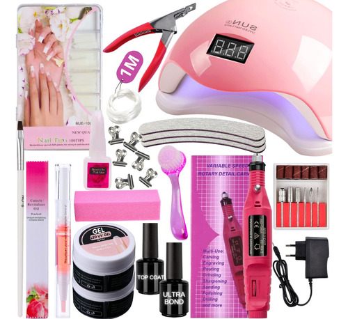 Kit Unhas Alongamento Completo Cabine Lixadeira Profissional