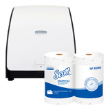 Combo Dispensador + Toalla Papel Scott 2 Rollos De 177m