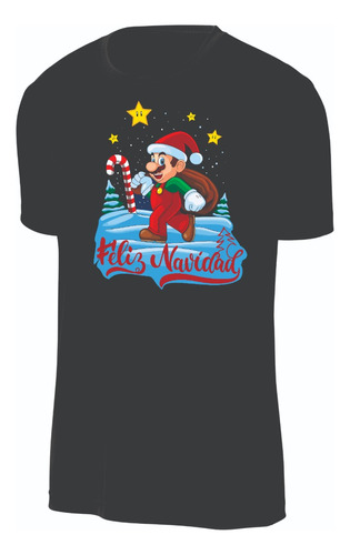 Camisetas Navidad Mario Bross Navideño Feliz Navidad M2