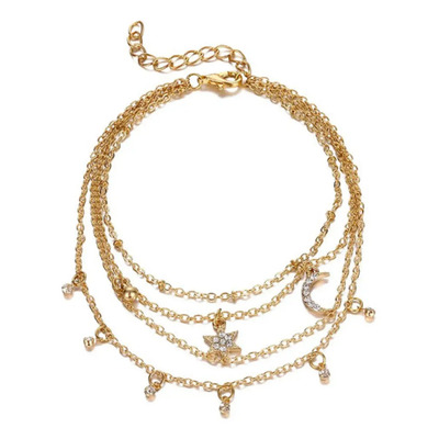 Pulsera Para Pie Tobillera Cadena Estrella Luna Dorada Playa | MercadoLibre