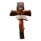 Crucifijo Artesanal De Barro 13 Cm