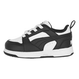 Zapatilla Puma Rebound V6 Mid Niños Td Black/white