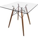 Mesa Quadrada Vidro 90cm Jantar Eiffel Charles Eames