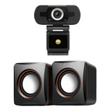 Kit Webcam Full Hd Auto Foco C/microfone+ Caixa De Som Pc