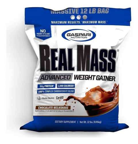 Proteina Gaspari Nutrition Real Mass Advance Ganador Peso 12 Sabor Malteada De Chocolate