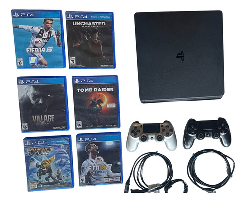 Sony Playstation 4 Slim 500gb Negra Usada+2 Controles+juegos