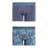 Boxer Bipack Liso / Estampado Azul Hombre Fashion's Park