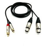 Cabo Duplo De Áudio Stereo C/ 2 Xlr Fêmea P/ 2 Rca Macho 5m