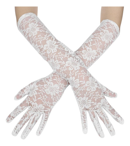 Aruoy Guantes De Encaje Floral For Mujer, Elegantes Guantes