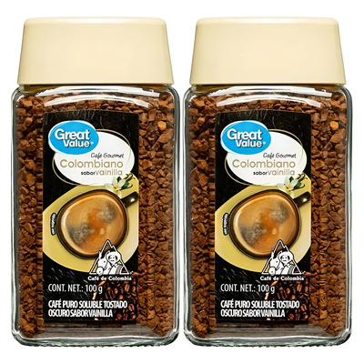 2 Café Puro Soluble Great Value Vainilla 100 Gr | Envío gratis