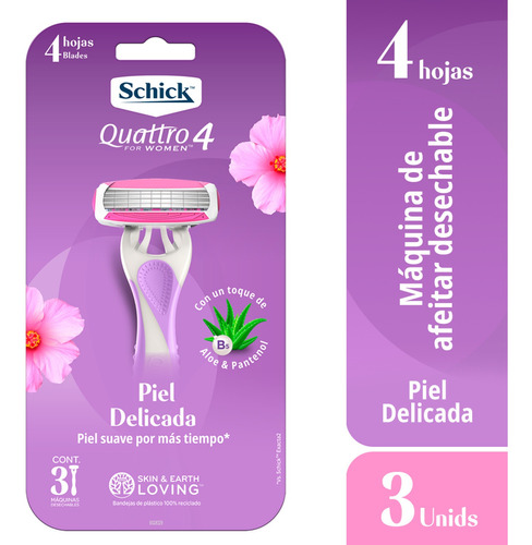 Schick Quattro4 Mujer Piel Sensible Maquina De Afeitar X3und