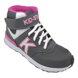 Tênis Infantil Feminino Cano Alto Kidstar Bota Grafite Pink