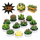 12pcs Velas Decorativas De Adornos Cactus