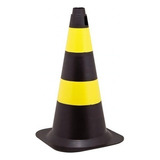 Kit Com 4 Cones Sinalização Rígidos 50 Cm Preto E Amarelo