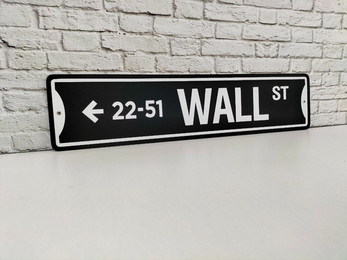 Cuadro Wall Street Letrero De Metal Estilo Antiguo