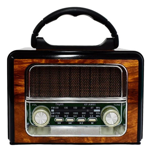 Radio Bluetooth Vintage Bocina Am/fm Y Linterna, Carga Solar