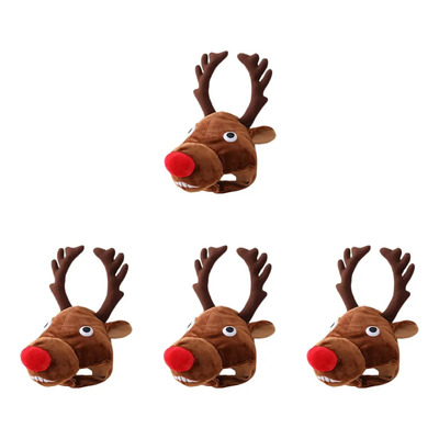 Gorro De Navidad Con Forma De Reno, 4 Unidades, Gorro De Fel
