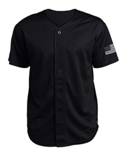 L Playera De Béisbol Para Hombre Manga Corta Black Xl