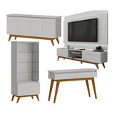 Conjunto Sala Rack Painel Buffet Aparador Cristaleira Branco